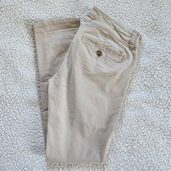American Eagle 2 Straight Short Skinny Stretch Beige Denim Pant Women 45585 2195 - Picture 1 of 7